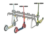 support pour trottinettes avec 12 places de stationnement verrouillables  double face