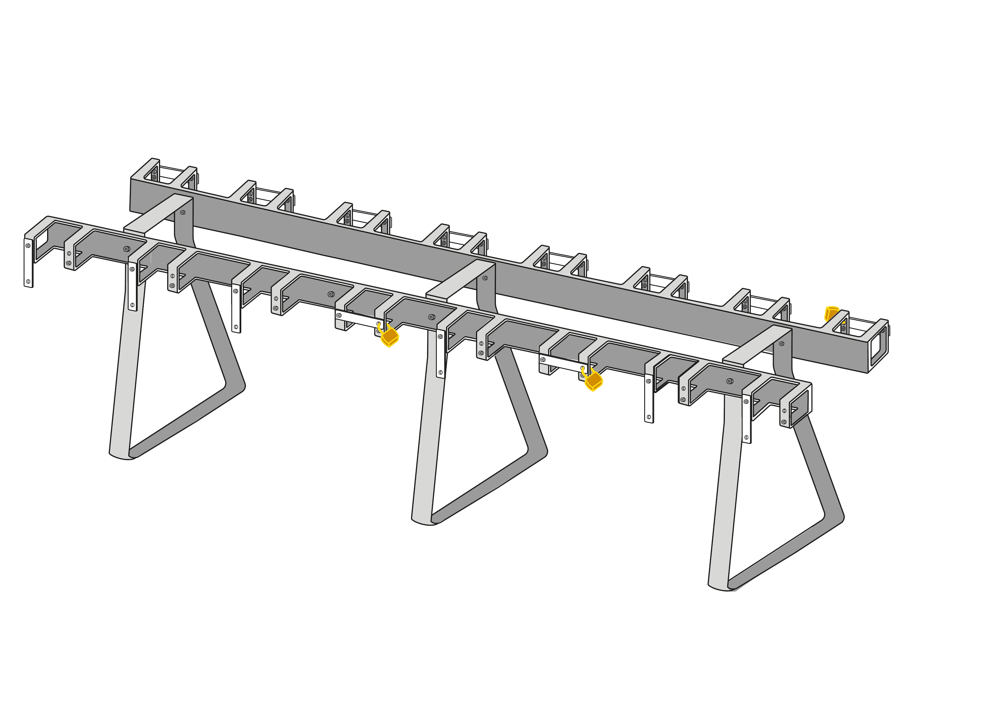 Support pour trottinettes avec 16 places de stationnement verrouillables pour trottinettes double face