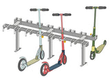Support pour trottinettes avec 16 places de stationnement verrouillables pour trottinettes double face