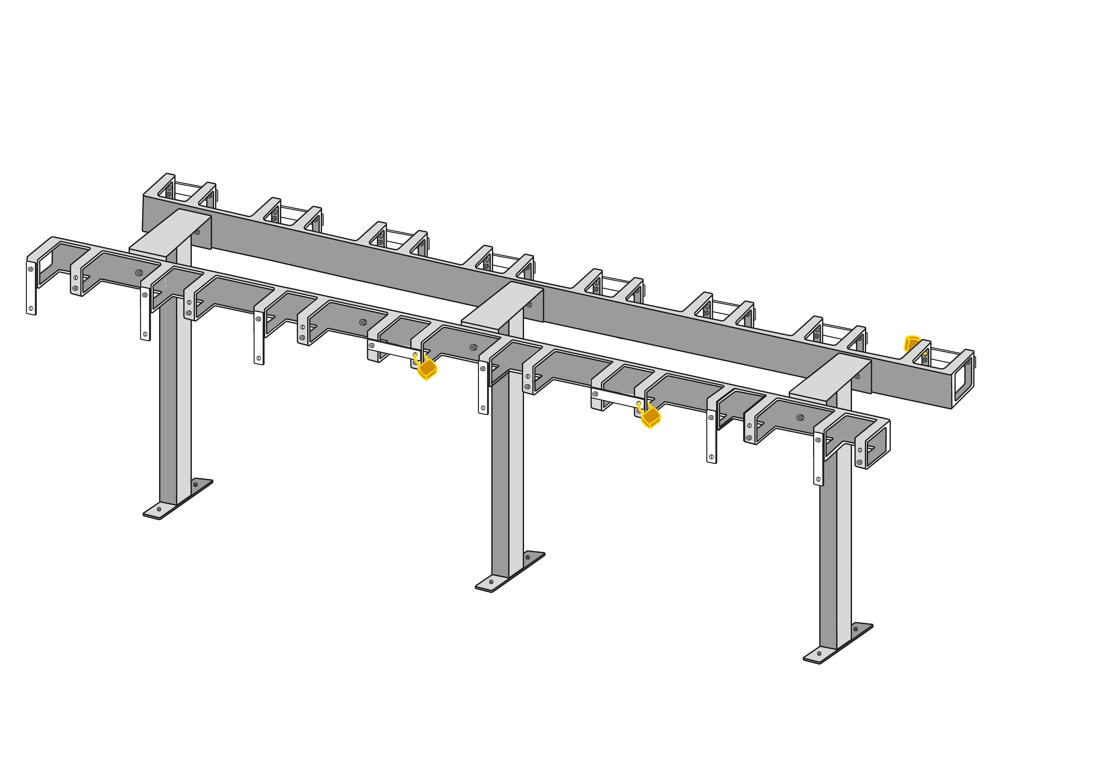 Support pour trottinettes avec 16 places de stationnement verrouillables pour trottinettes double face