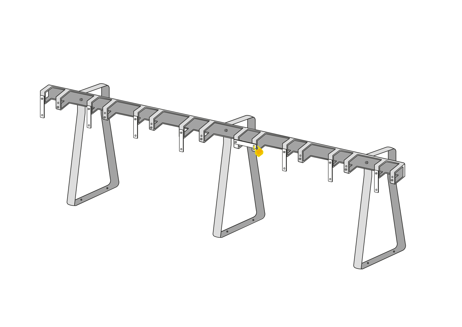 Support pour trottinettes avec 8 places de stationnement verrouillables pour les trottinettes