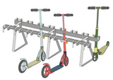 Support pour trottinettes avec 16 places de stationnement verrouillables pour trottinettes double face