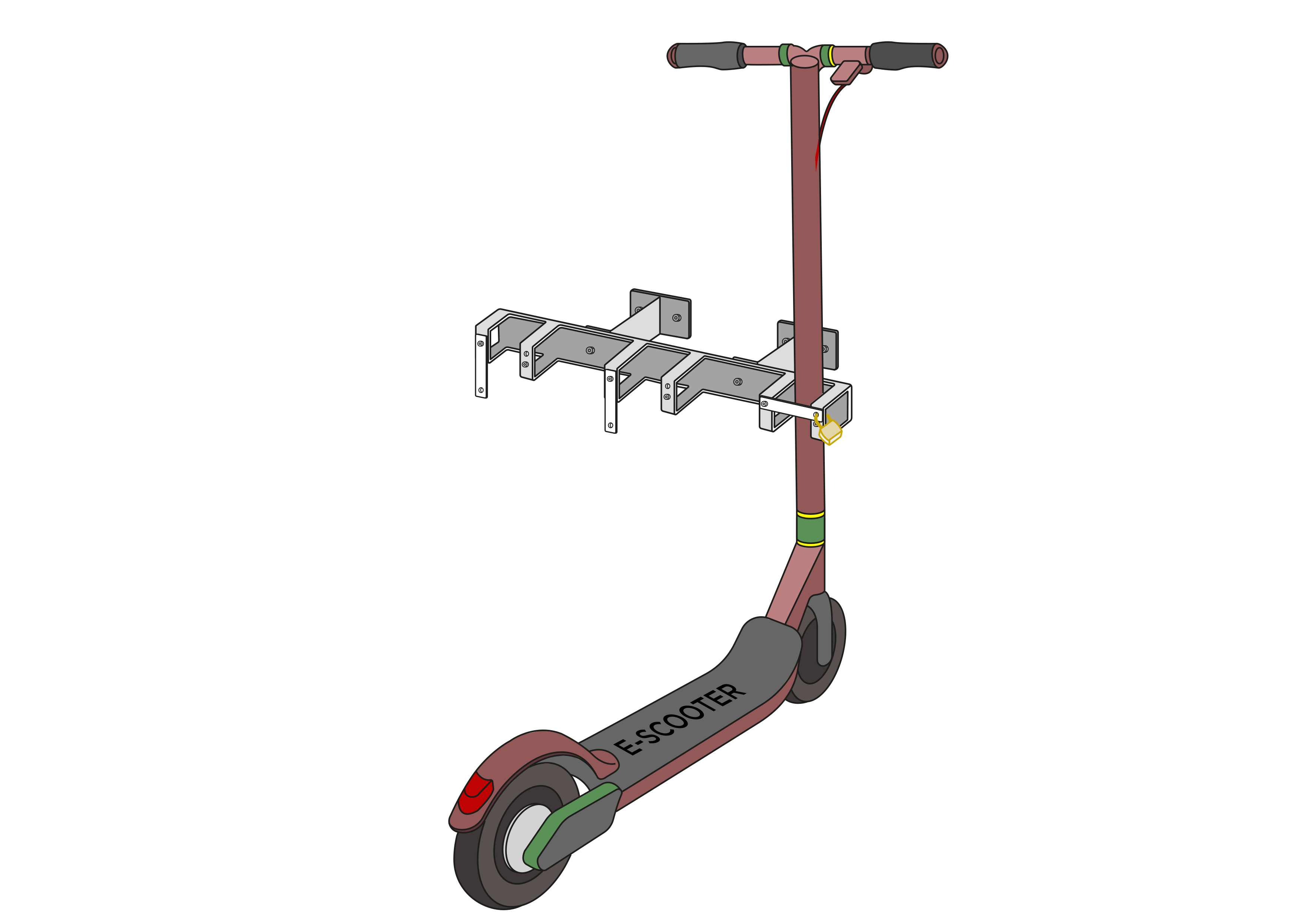 Support pour trottinettes avec 3 emplacements verrouillables pour les e-trottinettes et les trottinettes à pédales