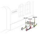 Support pour trottinettes avec 8 places de stationnement verrouillables double face