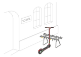 Support pour trottinettes avec 10 places de stationnement verrouillables pour e-trottinettes et trottinettes à pédales double face, (pose libre ou à sceller dans le sol)