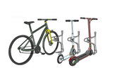 CLEDO - support pour trottinettes et vélos avec un nombre de places de stationnement verrouillables au choix pour les trottinettes électriques, les trottinettes à pédales et les vélos.